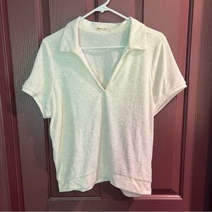 Marine Layer White Short Sleeve Terrycloth Top